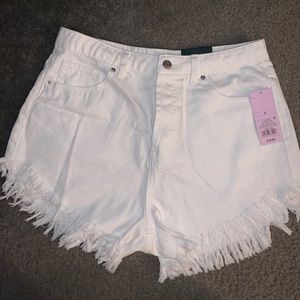 white high waisted denim shorts